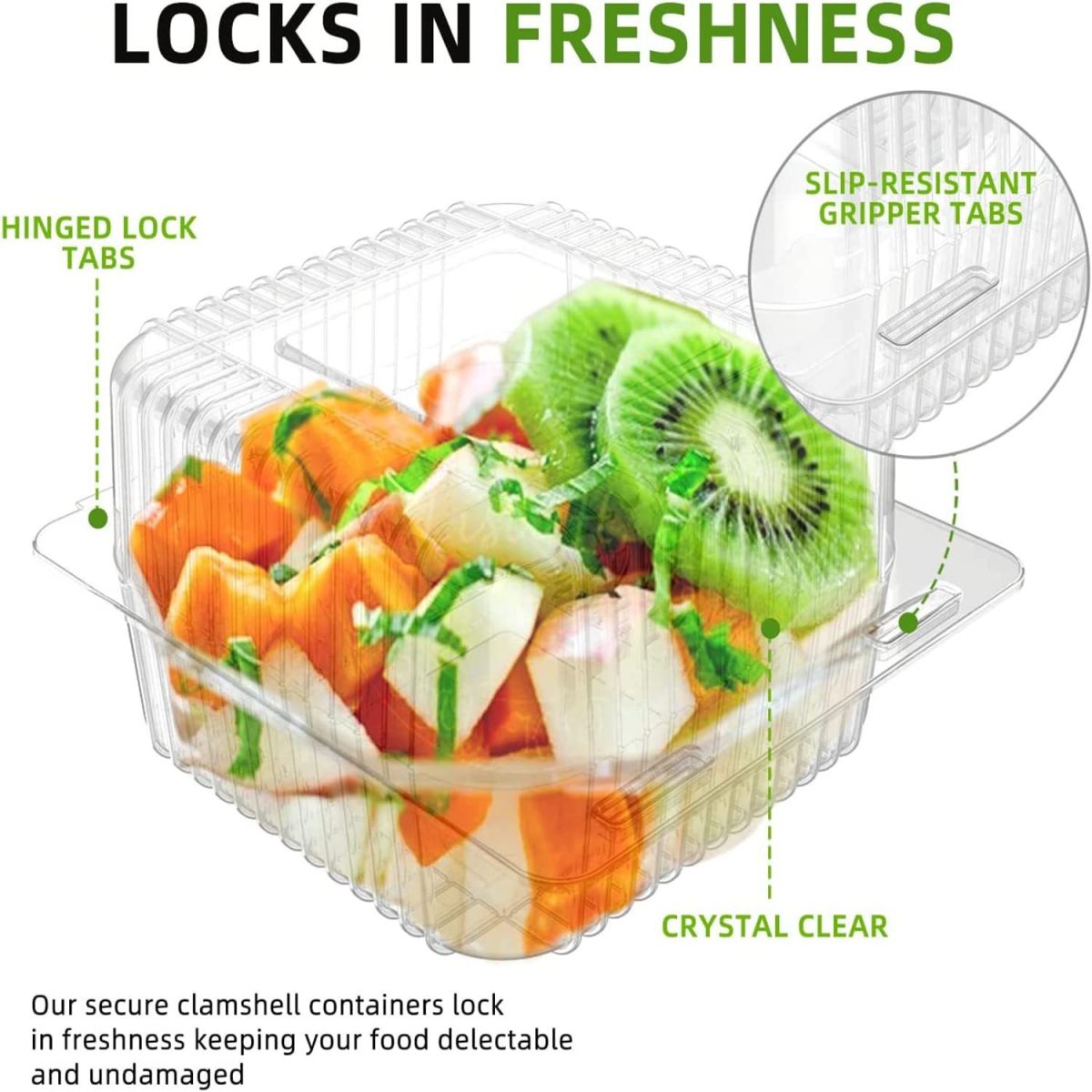 Transparent Square PET Clamshell Packaging Box For Fruits Vegetables And Fresh Producesingle Use