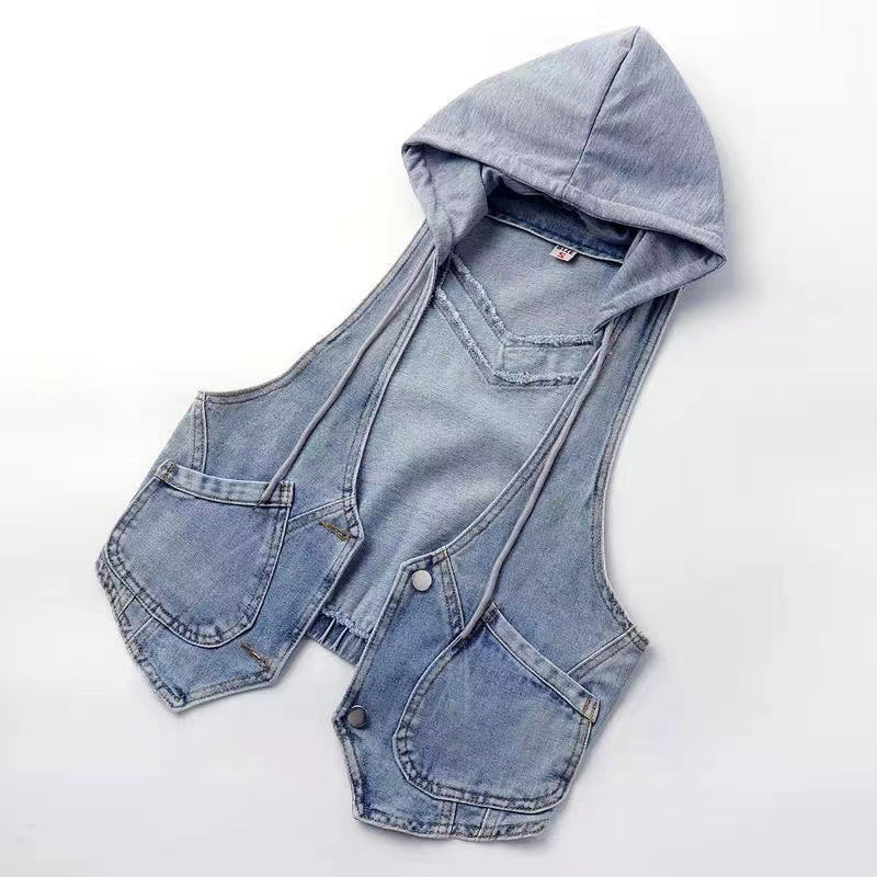 Loose-fitting Korean-style Hooded Vest Jacket