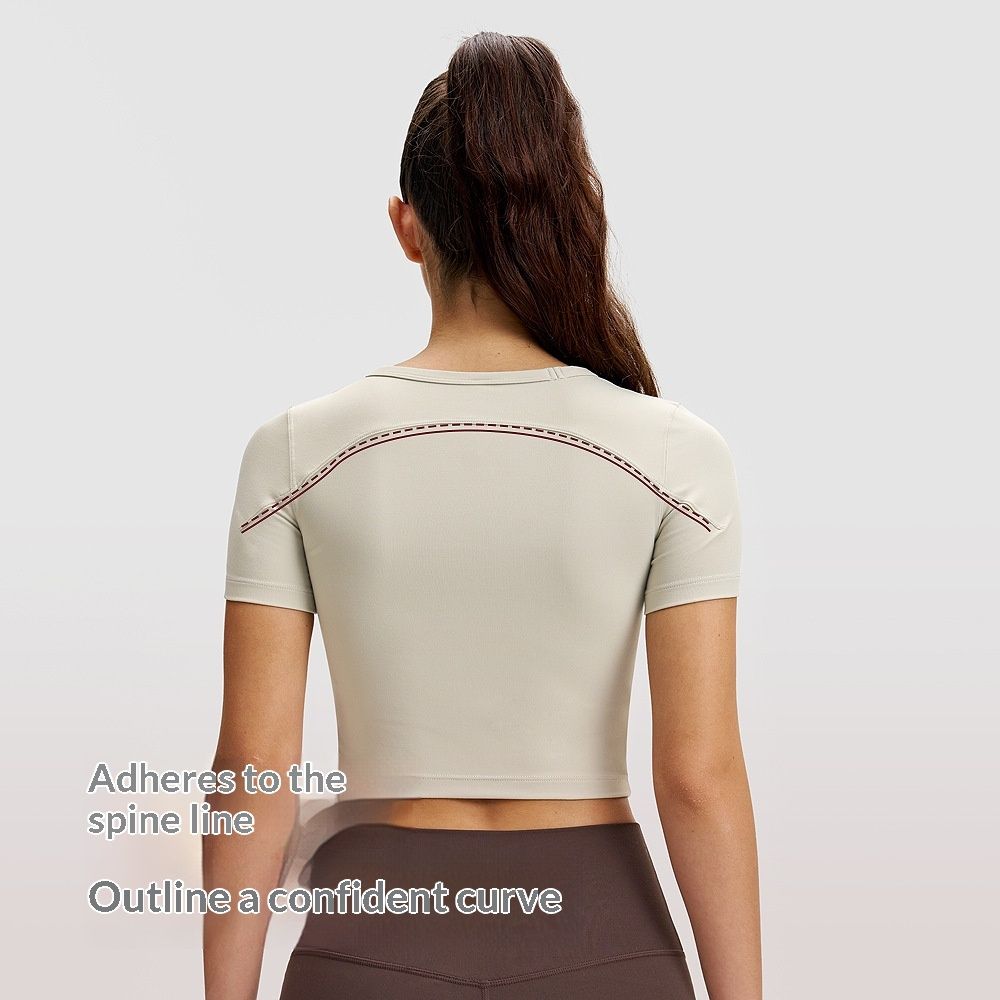 Women's Athletic Short-sleeve Yoga Outfit Outdoor T-shirt Front