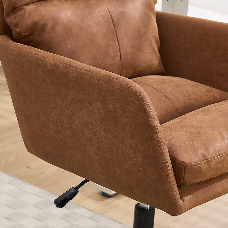 Artificial Leather, PU Leather, Black Base, Adjustable In Height, Suitable For Office, Bedroom, Dressing Table And Other Environments. An Office Chair.Brown