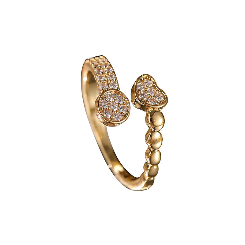 Hot Sale Copper Gold Plated Ring, Retro Light Luxury Zircon Adjustable Ring, Exquisite Fashion Jewelry For Women