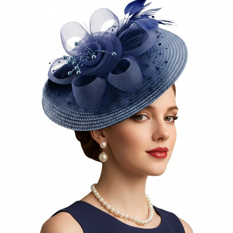 Cross-border Bestseller Mesh Flower Headpiece Straw And Feather Hair Accessory