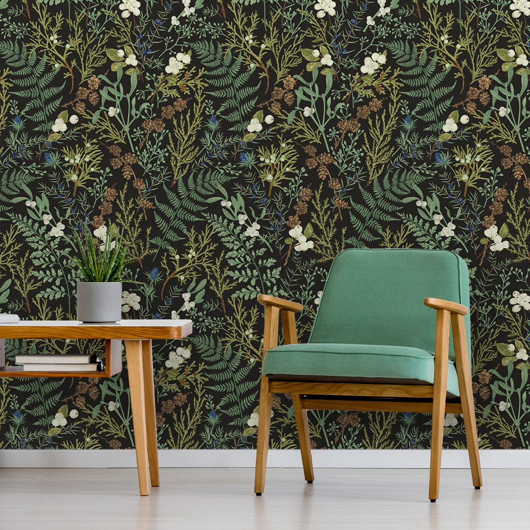 Removable Green Plants And Flowers Seamless Self-adhesive Wall Decor