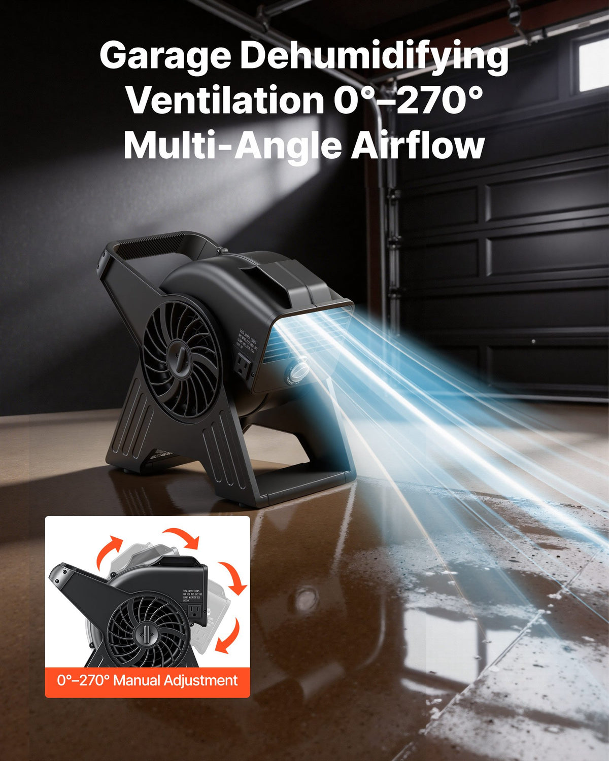 Blower Fan, 13 In Portable Utility Floor Fan, 300 CFM, 3 Speeds, Multi-Angle Airflow, Lightweight Portable High Velocity Air Mover, For Drying, Dehumidifying, Carpets, Air Circulation, Cooling