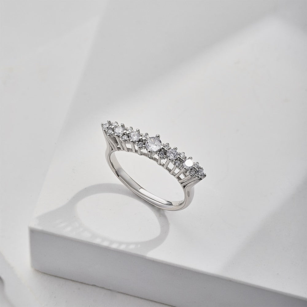 Sterling Silver Zircon Female Sense Design Ring Silver Accessories