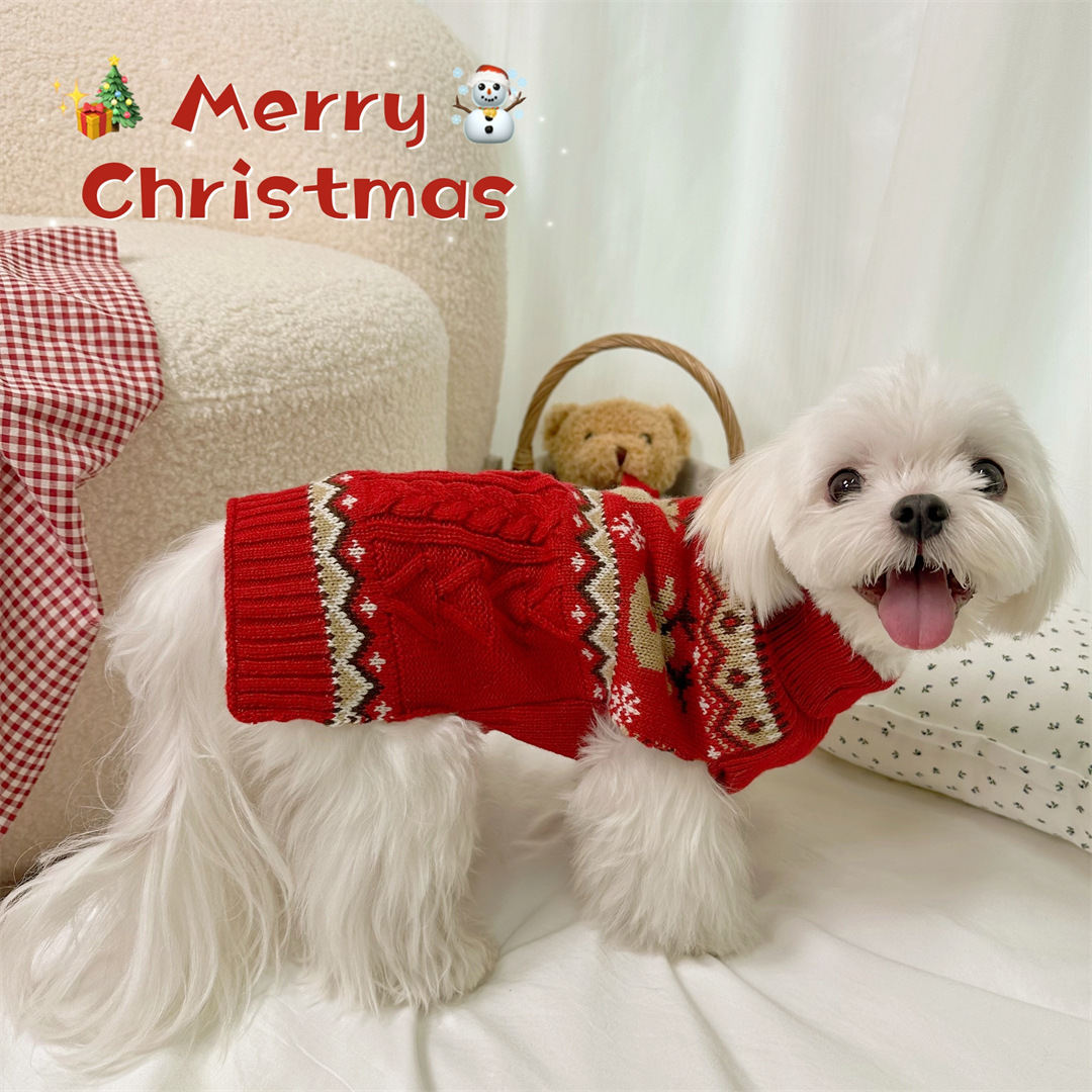 Red And Green Gingerbread Man Reindeer Christmas Pet Sweater