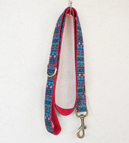 New Red Lotus Dog Collar Pet Supplies Export Leash Set Bronze Buckle