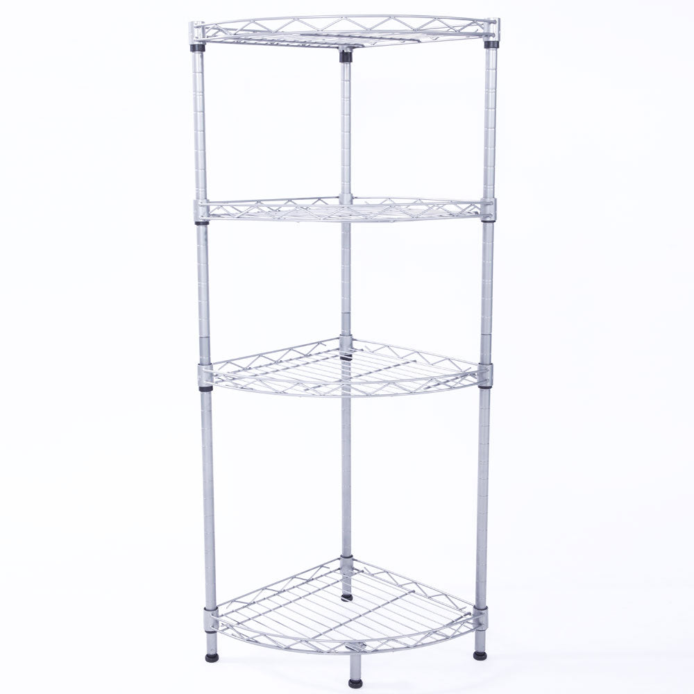 4Tier Wire Shelving Rack Metal Storage Shelf Unit For Laundry Bathroom Kitchen Pantry Closet