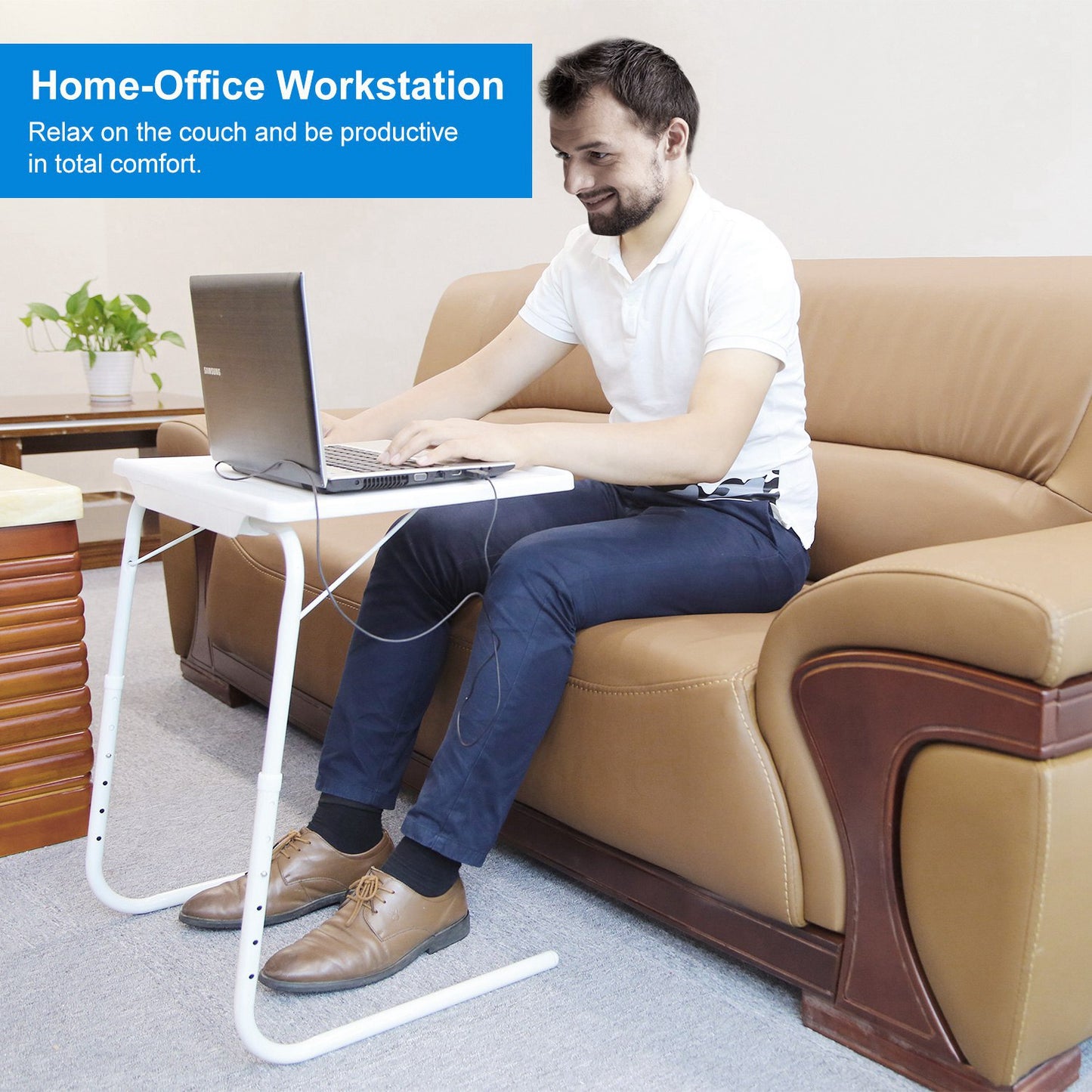 1Pc Foldable Tray Table Portable Sofa TV Tray 6 Heights 3 Angles Laptop Desk Adjustable Eating Dinner Coffee For Bed Dorm Home
