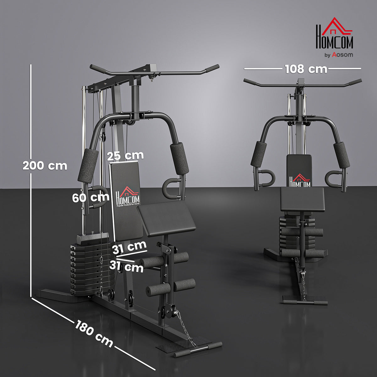 Multi-Exercise Gym Station, With 45kg Weight Stack, For Full Body Workout
