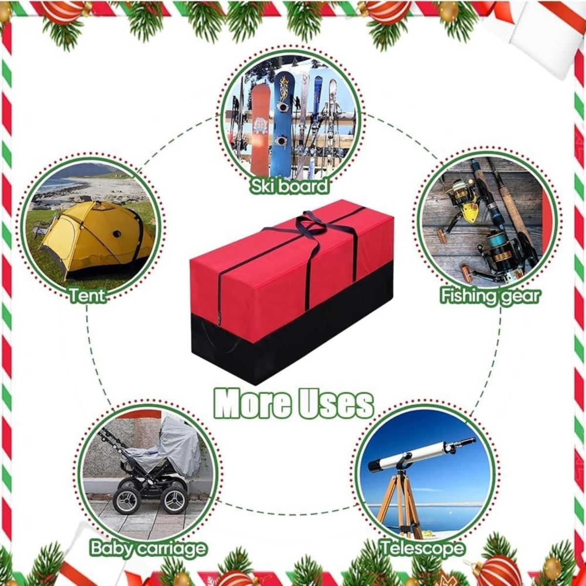 Christmas Tree Waterproof Storage Bag, Christmas Tree Bag, Storage Box, Christmas Tree, 168 Cm X 49 Cm X 70 Cm, Black And Red Carry Bags And Packages