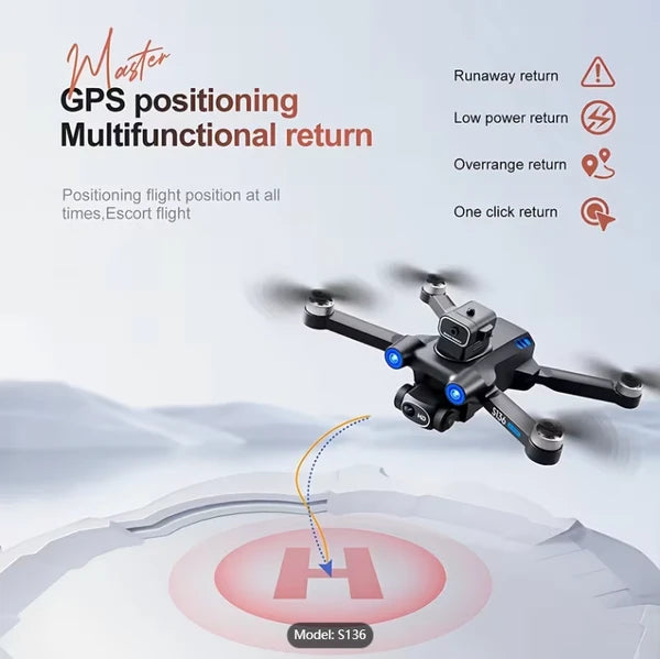 S136 Foldable Drone, Optical Flow Positioning And Intelligent Obstacle Avoidance, Smart Follow Mode And 90° Adjustable Camera, One-Key Return Function, Perfect For Adults, Ideal Toy And Gift