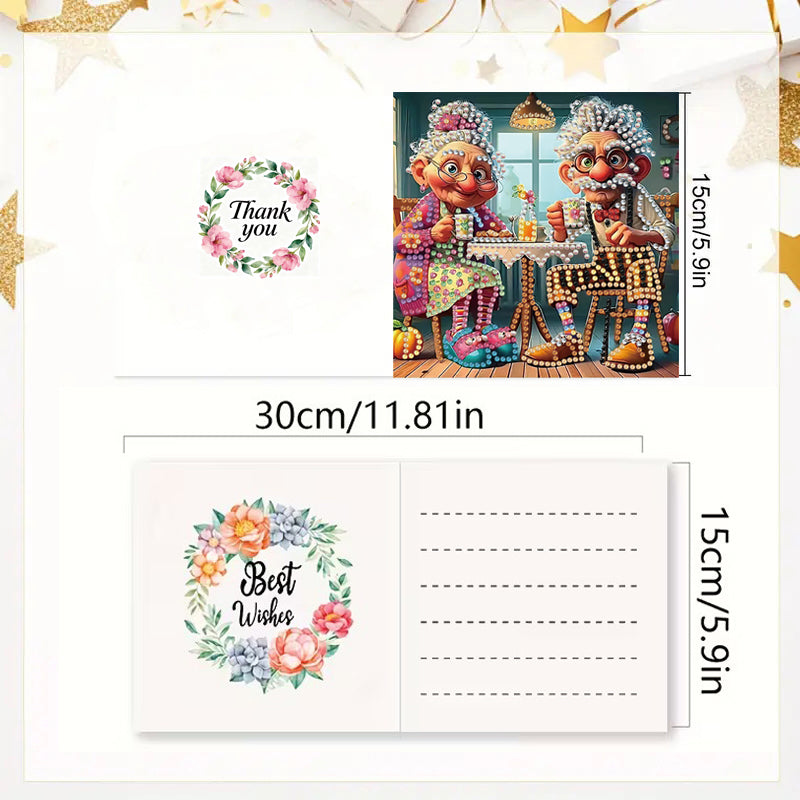 DIY Diamond Painting Kit Birthday Card Kit, Unique Grandma Pattern Design, Water Diamond Painting Art Mosaic Postcards, Festival Cards Perfect For Families, Friends, And Lovers, Handmade Gifts