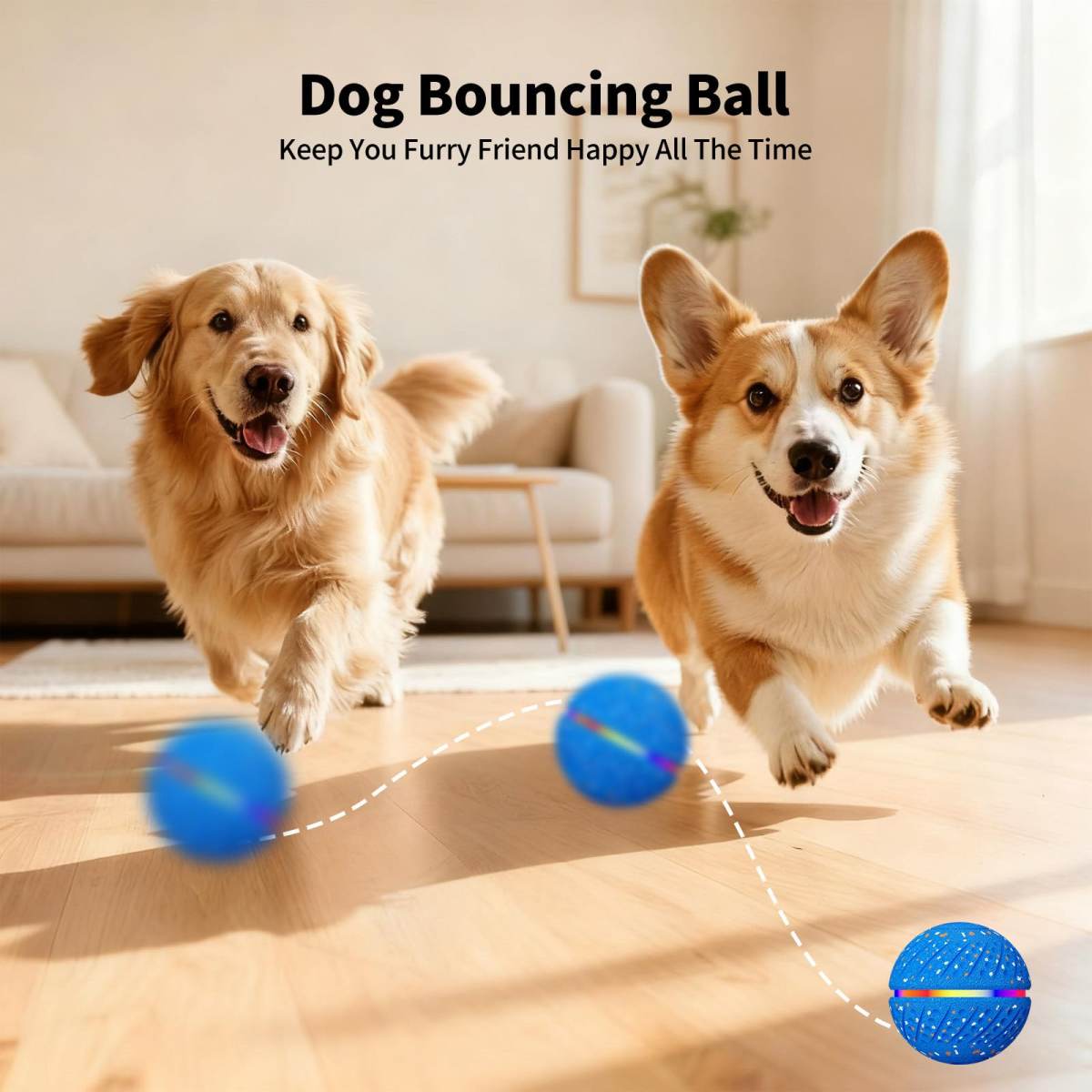 Interactive Dog Toys Ball, Smart Moving Bouncing Dog Ball With Colorful Lights, Automatic Moving, Bouncing And Rotating, E-TPU Material, Dogs Toy For Small Medium Dogs Keep Them Busy