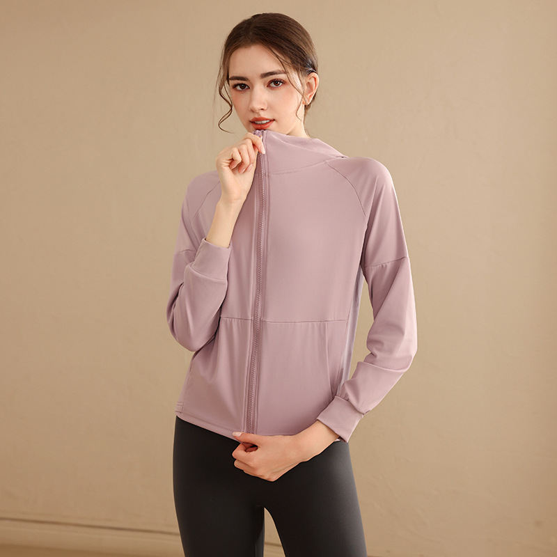 Yoga Clothing Top Long-sleeve Zipper Hooded Sports Jacket