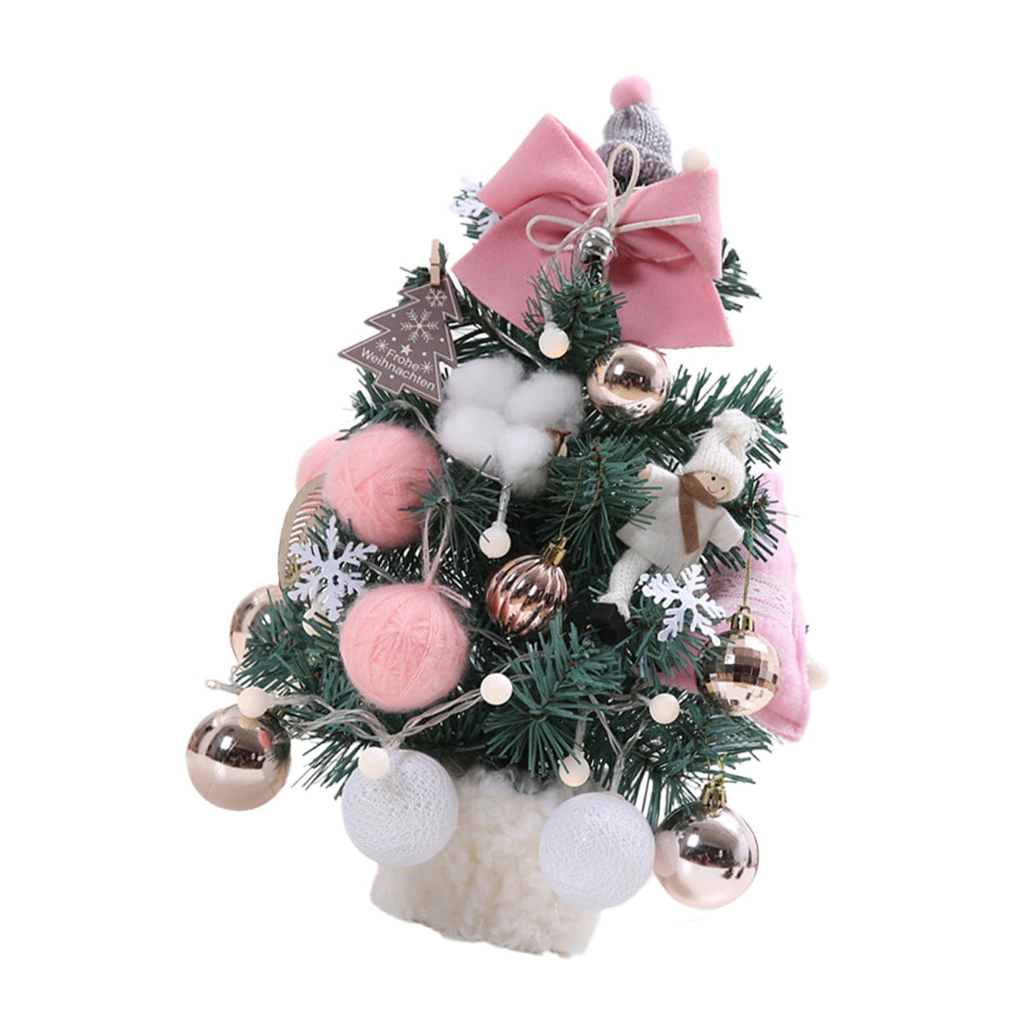Small Xmas Tree With Adjustable Lights PVC Lightweight Desktop Xmas Tree For Home Decoration 35cm Roseate