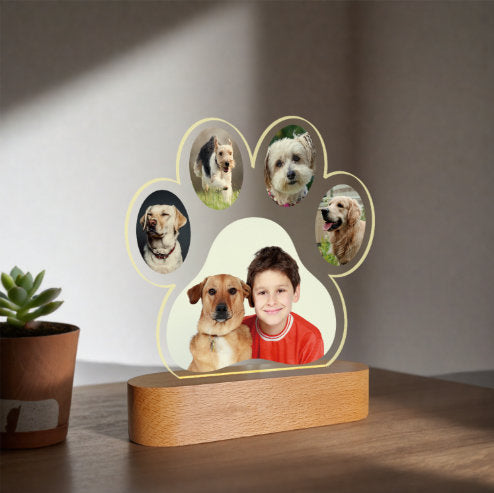 Bedroom Bedside Table Lamp With Pet Paw Printcustomizable Night Light