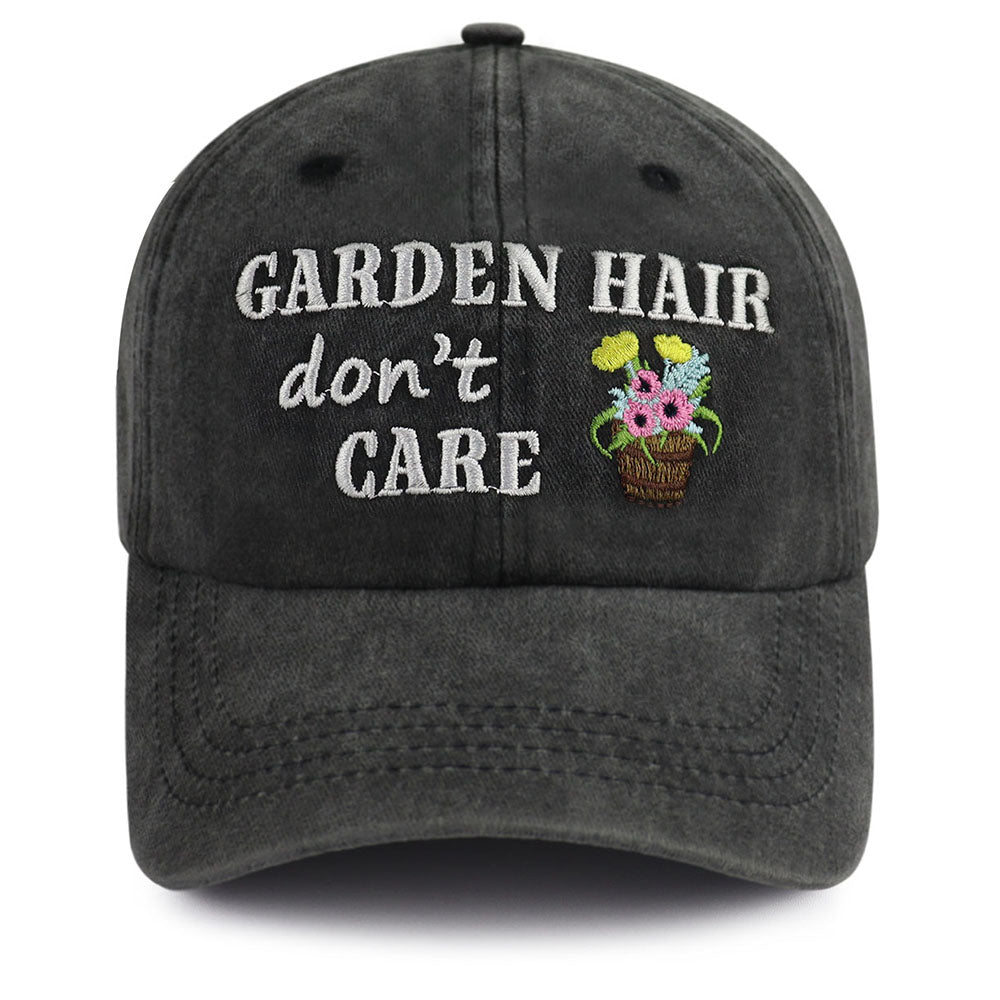 2pcs Garden Hair Hat For Men Women, Adjustable Embroidered Wash Cotton Baseball Cap