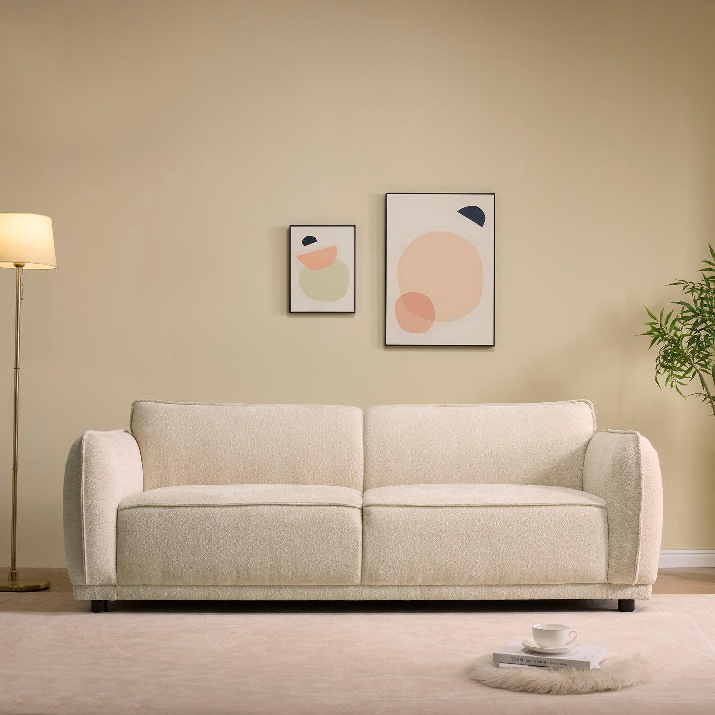 Oslo 84 Round Arm 3 Seater Modern Upholstered Boucle Sofa,Living Rooms,Bedrooms,Apartment Office