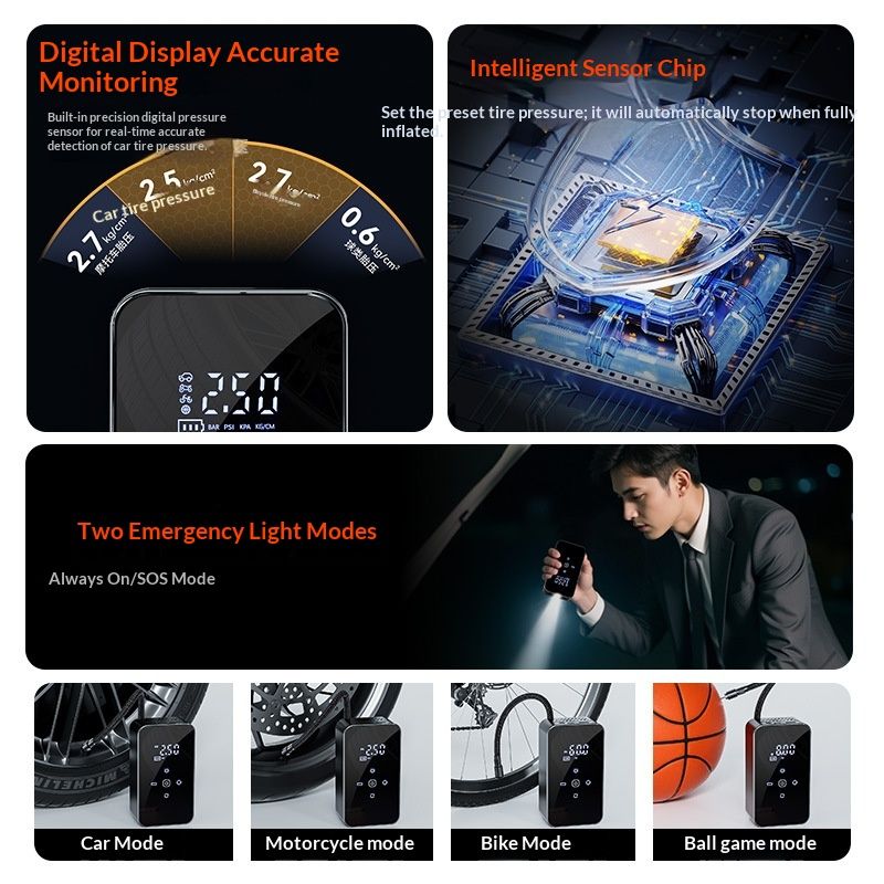 Car Air Pump Wireless Emergency Smart Digital Display