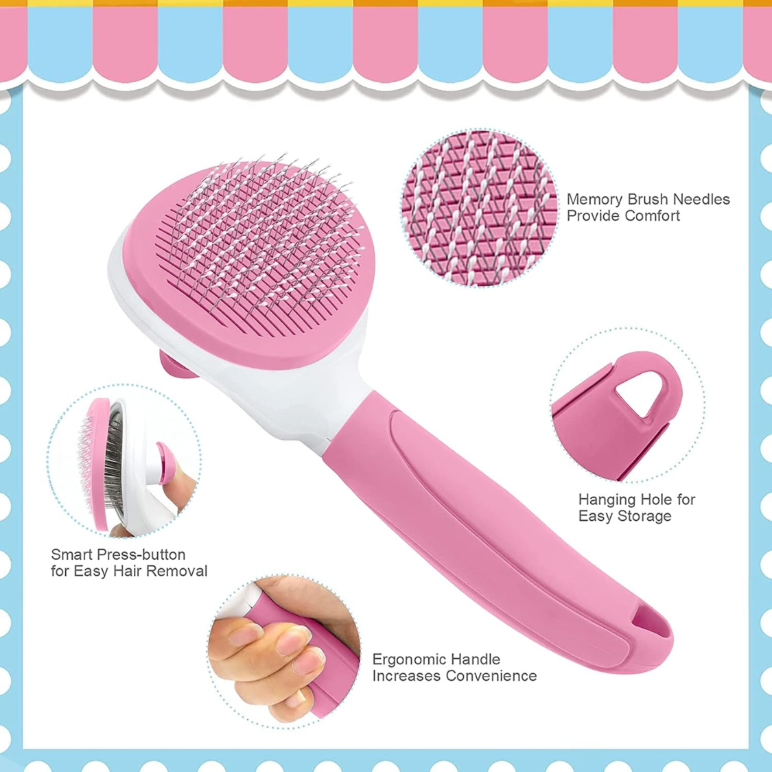 Cat Brushes For Indoor Cats, Dog Brush For Shedding With Metal Cat Comb, Self Cleaning Pet Hair Brush With Release Button For Grooming Kitten