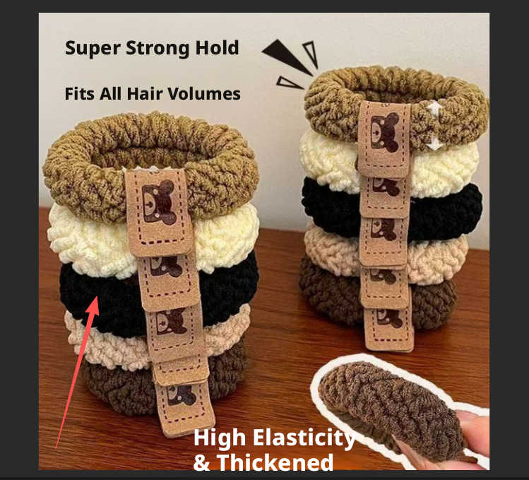 High-elastic hair ring-black-polyester fiber-5 pieces-1 pack