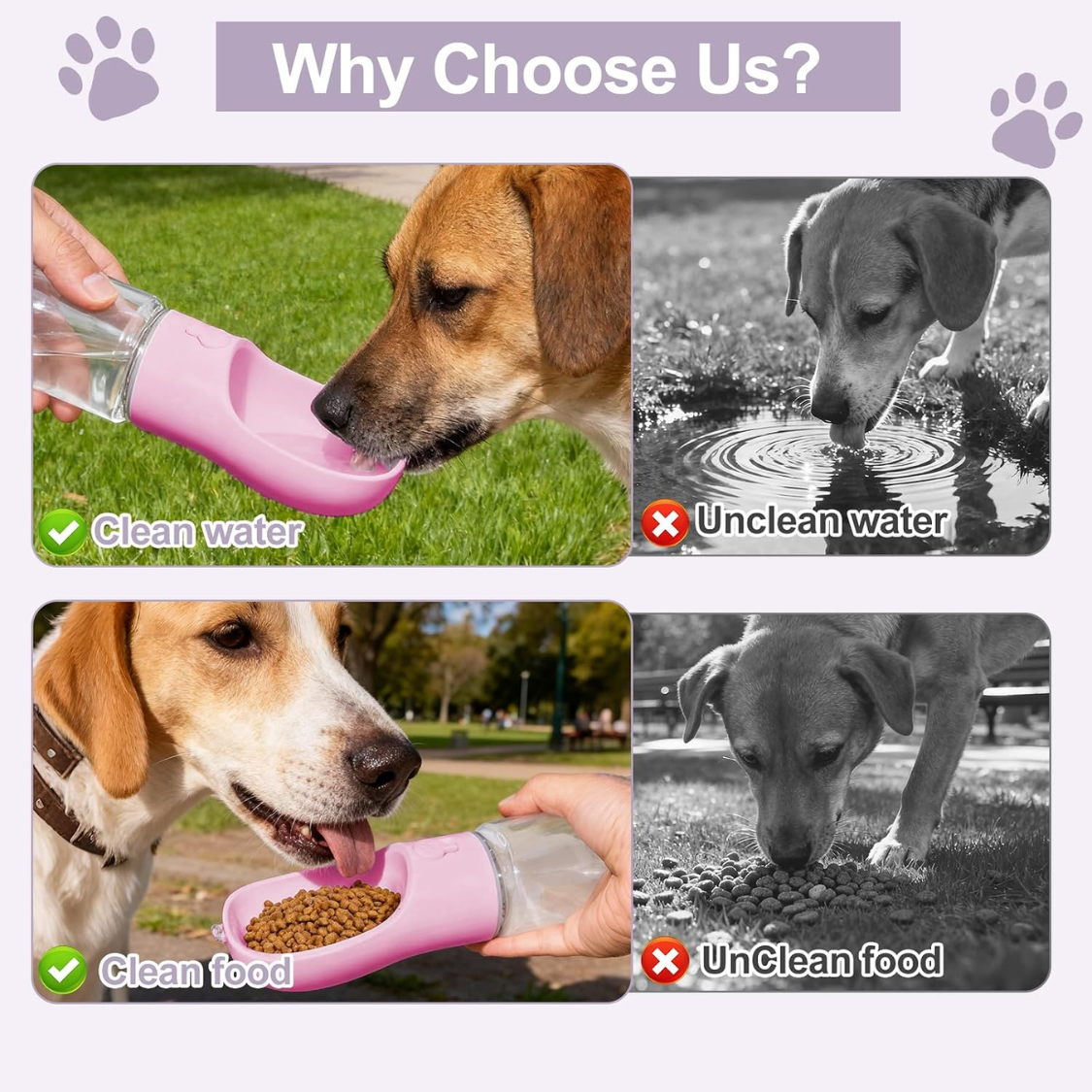 Portable Dog Water Bottle With Food Container, Drinking Bottle For Travel 2 In 1 Dog Water Bowl, Leak Proof Pet Water Dispenser, BPA Free, Puppy Essentials, For Walking Hiking