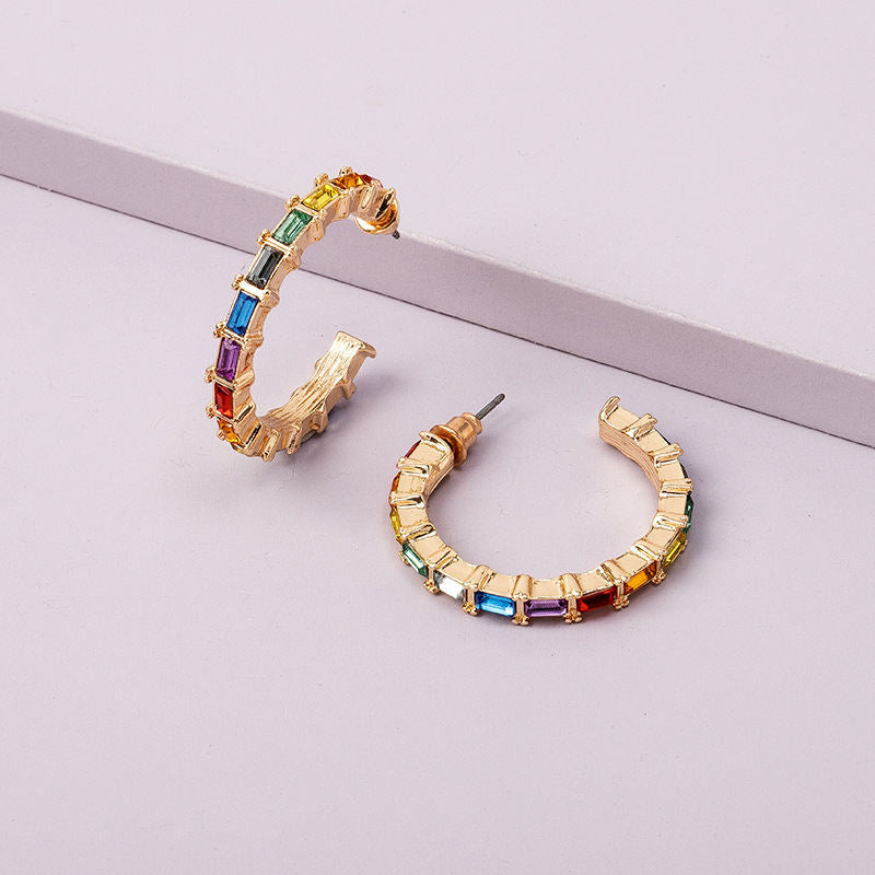 Rainbow Ring Ear Studs Female Accessories