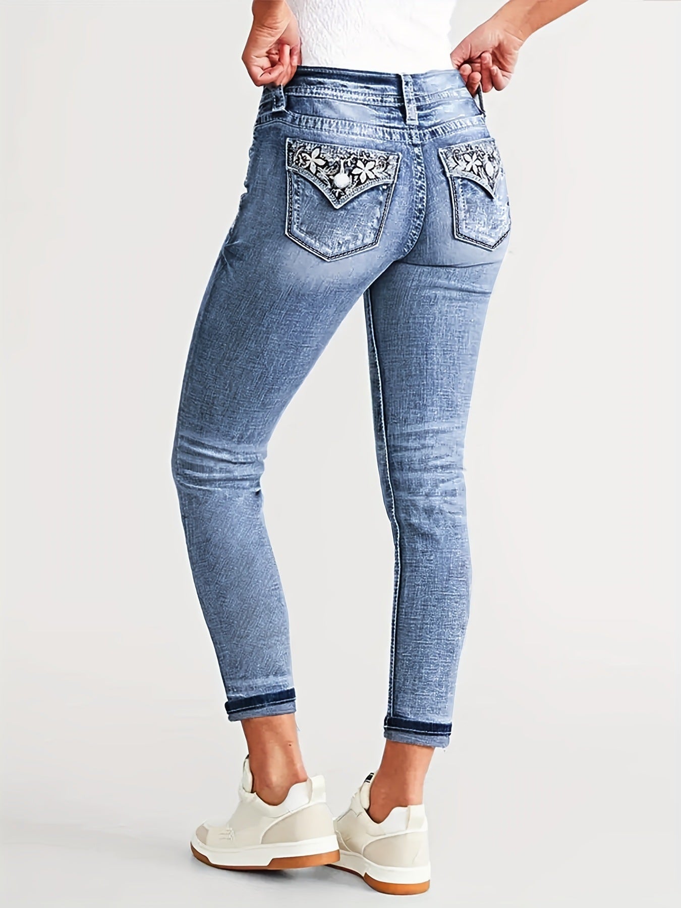 Beauty Clothing Slim Fit Stretch Slimming Versatile Embroidered Jeans Skinny Pants
