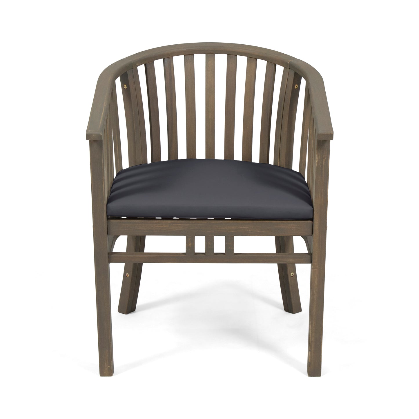 Outdoor Wooden Dining Chairs With Cushions, Set Of 2, Dark Grey,Grey Finish