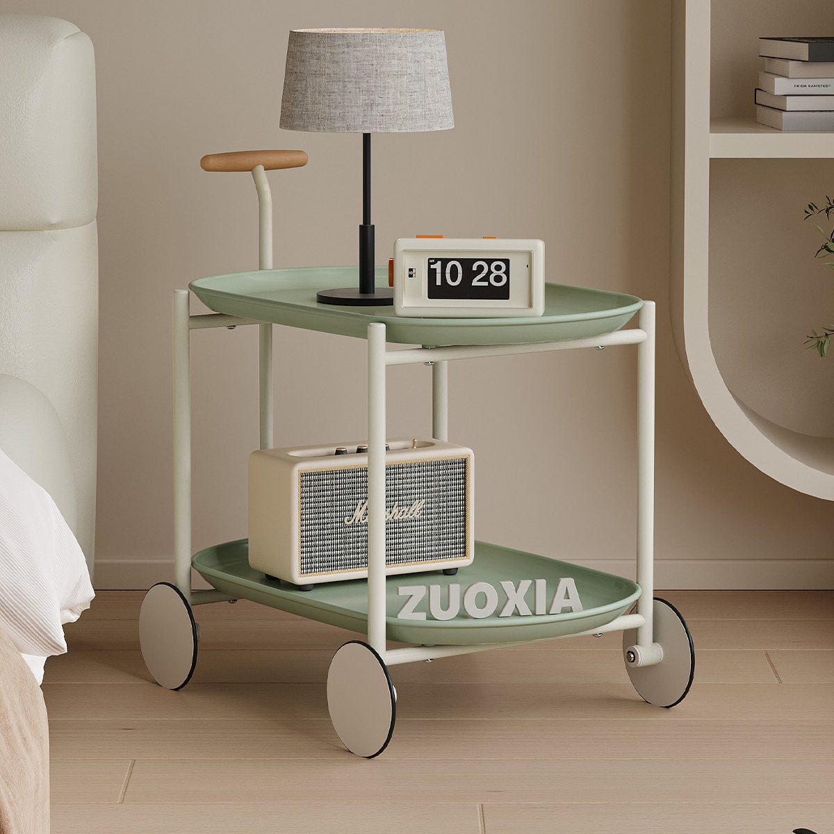 Moon Storage Cart Green Nordic Internet Celebrity Mobile Trolley Kitchen Simple Double Storage Shelf Living Room Sofa Storage Shelf