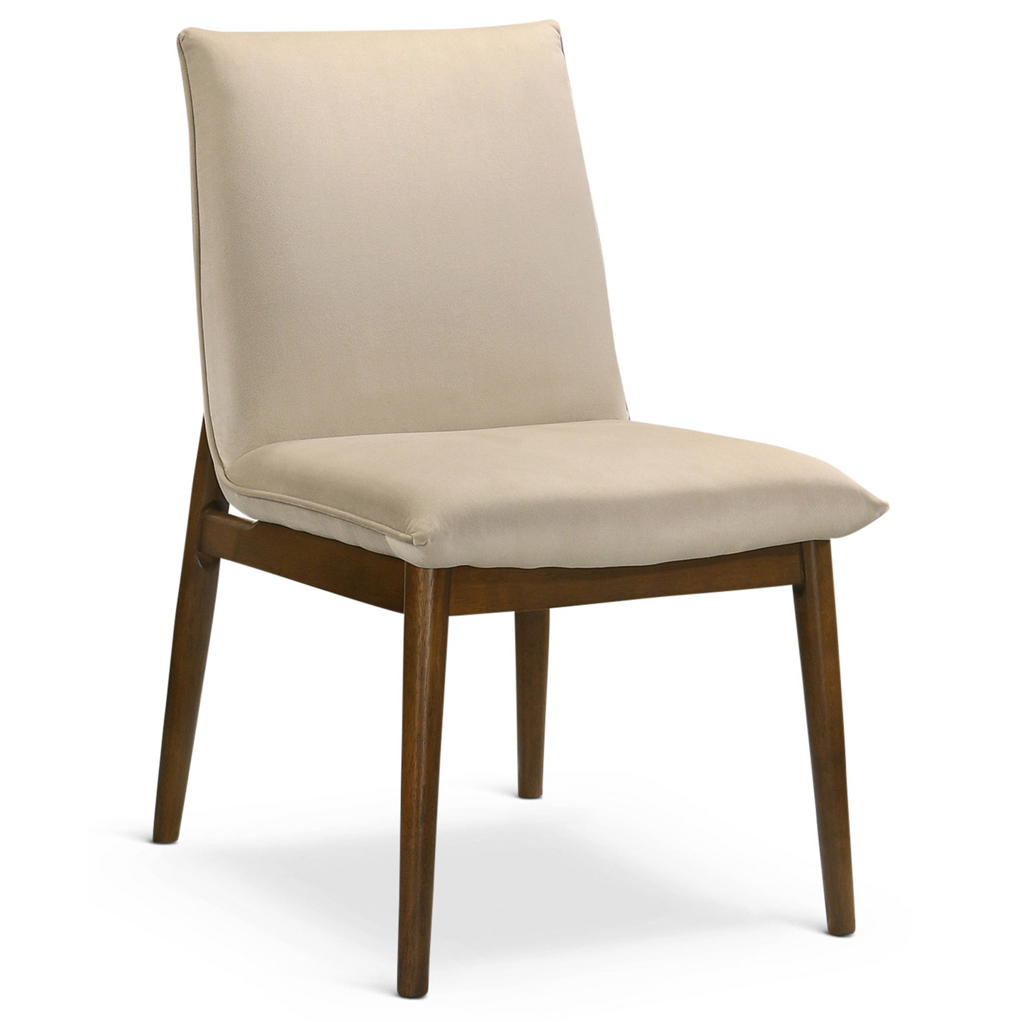 Monza Beige Velvet Dining Chair Set Of 2 For Dining Room, Kitchen, Restaurant, Banquet, Bar Padded Chairs Armless Design With Solid Wood Legs