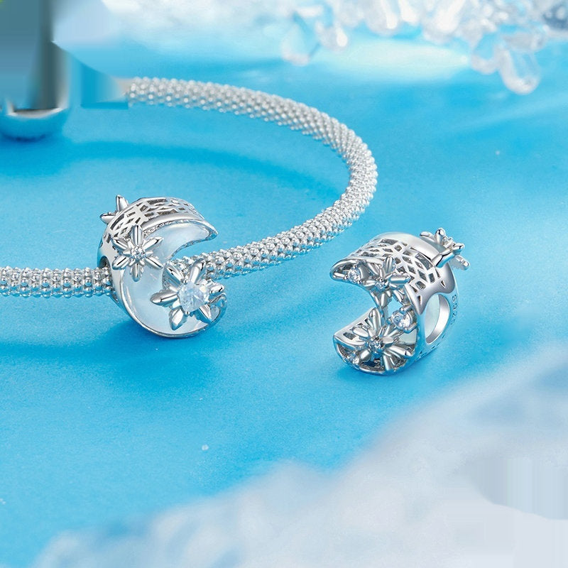 Sterling Silver Winter Snowflake Bracelet String Beads Accessories
