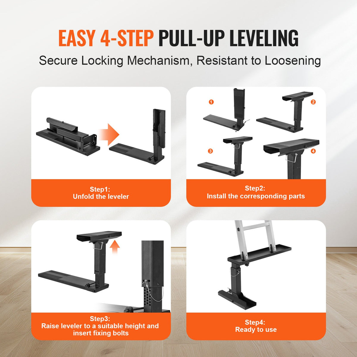 Ladder Levler, 23.4 L X 11.4-18 In H Support Surface, Steel Ladder Leveling Tool, Folding Pitch Hopper, Stair Ladder Stabilizer Easy To Use,Extension Ladder Accessories For Uneven Ground