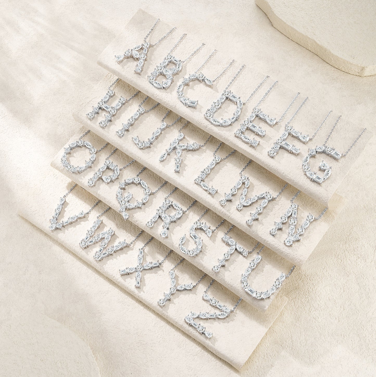 A Luxurious And Fashionable Light Luxury Trend Jewelry Silver Necklace Pendant Featuring 26 Letters - K Set With Top-quality Moissanite, Made Of S925 Silver Electroplated With Platinum.