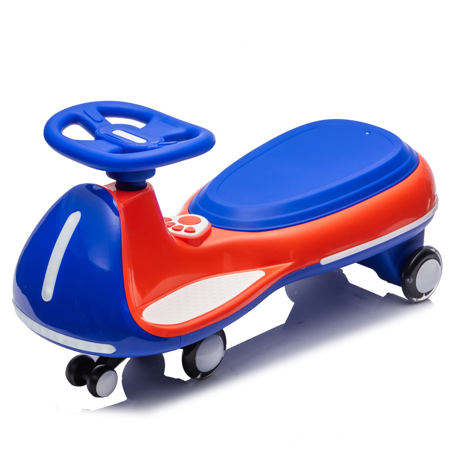 12V Kids Ride On Electric Wiggle Car W 2-in-1 Smart Design,Controllable LED Lights,Flashing PU Wheels&Wide Front Auxiliary Wheels,Triangular Stability Frame,5MPH Max Speed,Bluetooth Music,for Kids 3-8