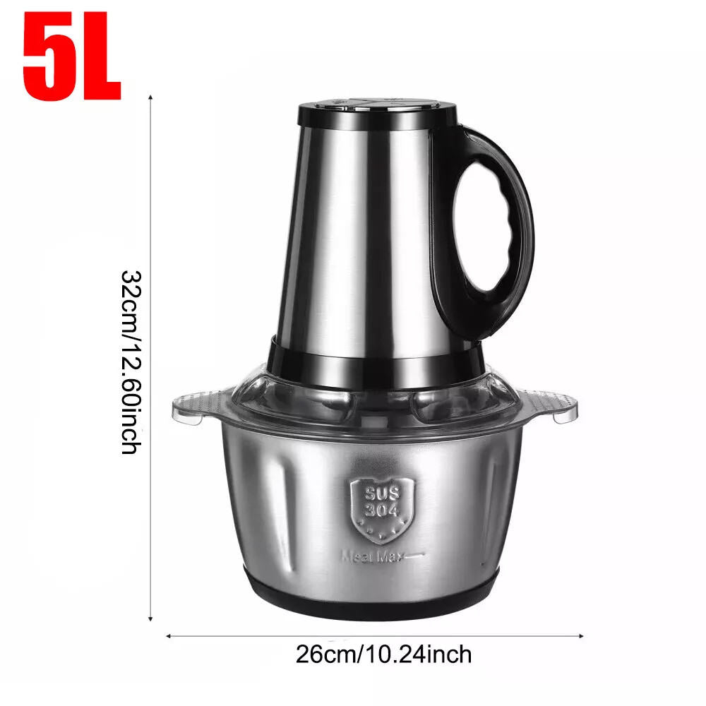 5L Electric Meat Grinder Mincer Mixer Home Blender Mini Food Chopper Processor