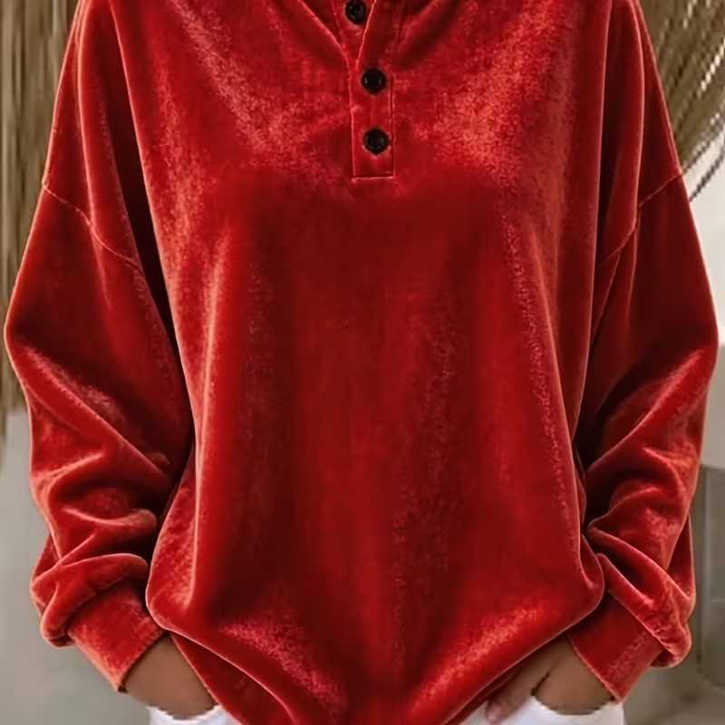 New Loose Velvet Button Long Sleeve Casual Fashion Sweatshirt