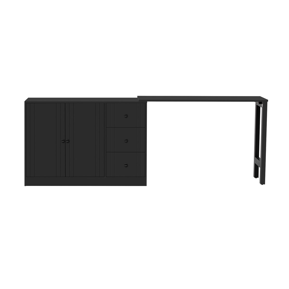 U-STYLE 89.7 Wooden Sideboard With Extendable Table Multifunctional Storage Cabinet With 2 Doors And 3 Drawers For Living Room Study Foyer And Kitchen