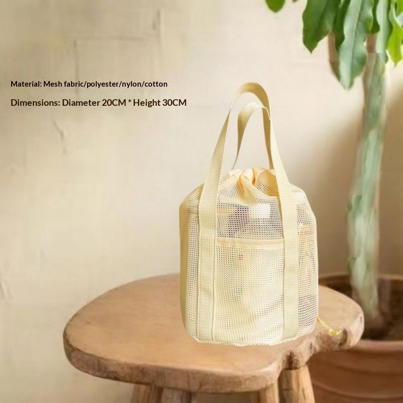 Round Travel Toiletry Makeup Drawstring Mesh Bag