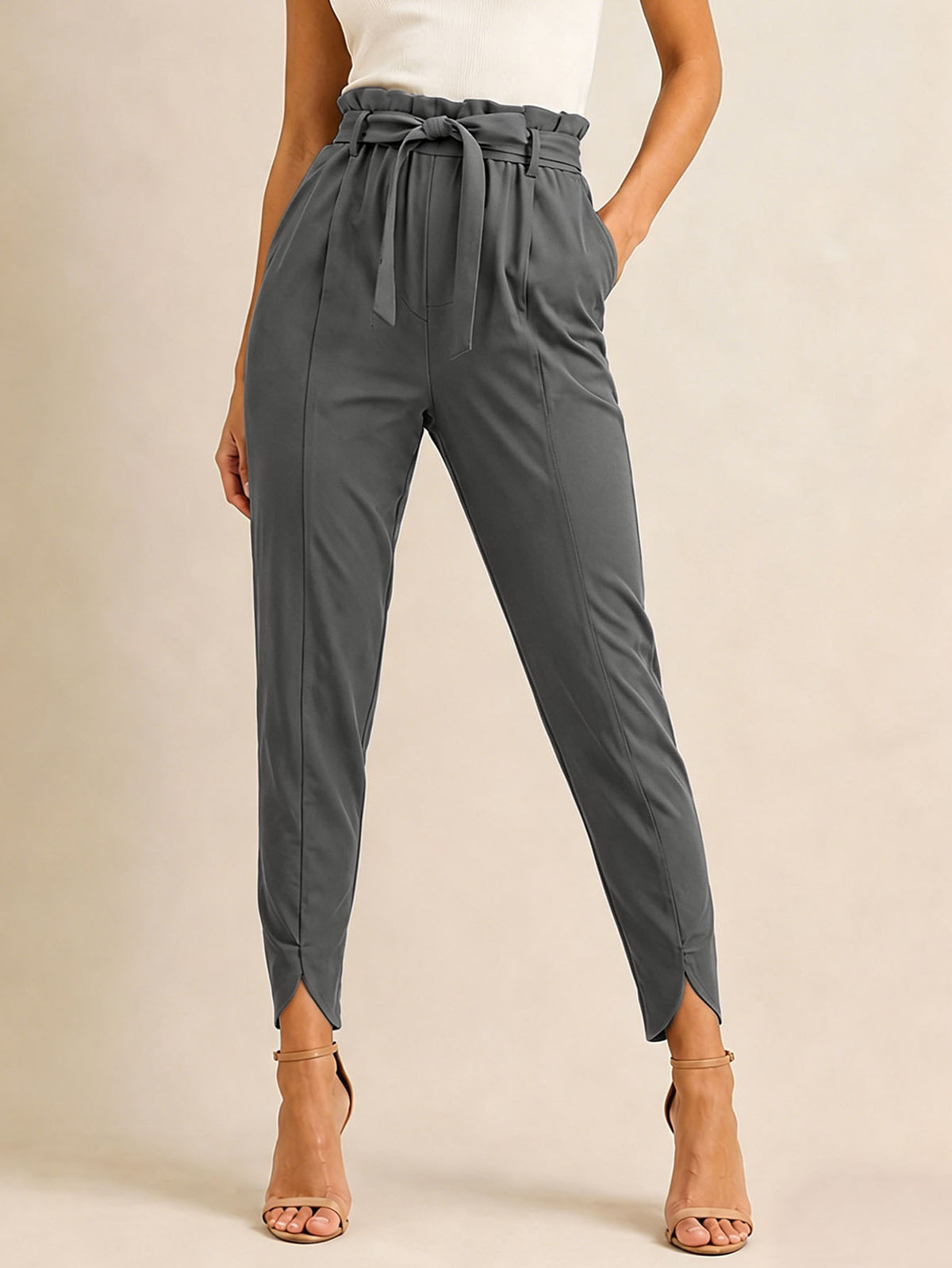 New Fashion High Waist Solid Color Versatile Elegant Casual Women's Pants