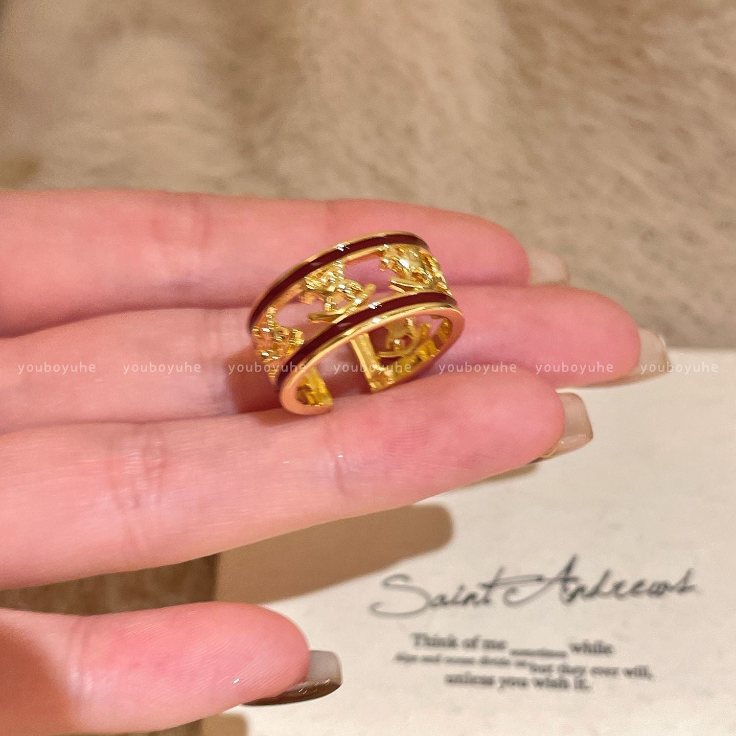 Women's Golden Pony Index Finger Ring, New Year Light Luxury High-end Stackable Open Band, Ideal Gift For Her
