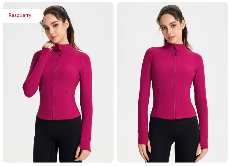 Women's Sports Jacket Long-sleeved Fitness Stand Collar Zipper Top Morning Running Yoga Jacket
