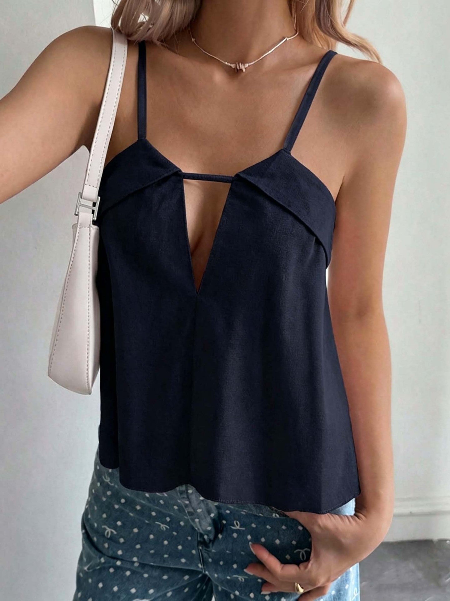 Summer New Hollowed-Out V-Neck Strap Tank Top For Women