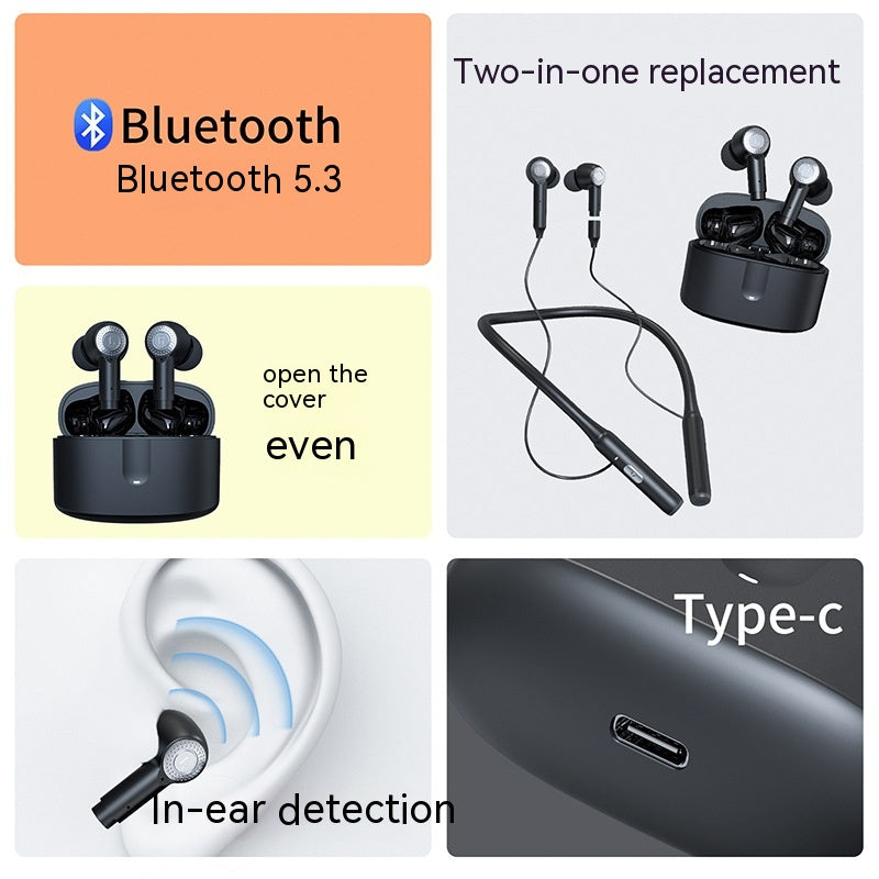 Plastic In-ear Bluetooth Headset Wireless Sports Halter ANC Active Noise Reduction Ultra-long Life Battery
