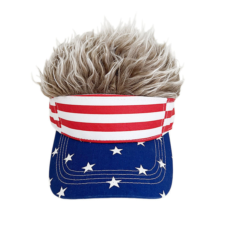 Simulation Wig Cap 250th Anniversary Baseball Cap Synthetic Short Hair Baseball Cap Spiked Hair Wig Hat Fake Hair Adjustable Sunshade Visor Fancy Performance Hip-Hop Headwear