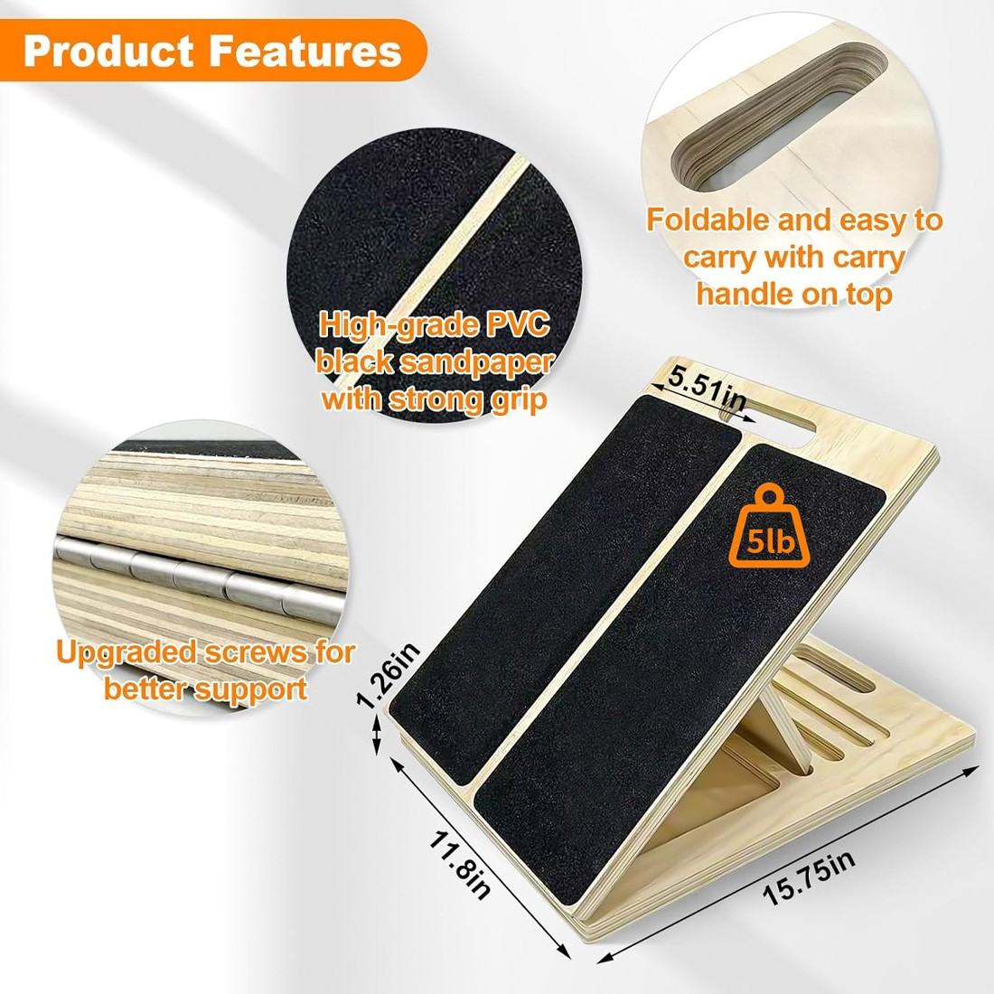Wooden Slant Board Calf Stretcher Folded For Yoga Workout Calf Incline Board UK