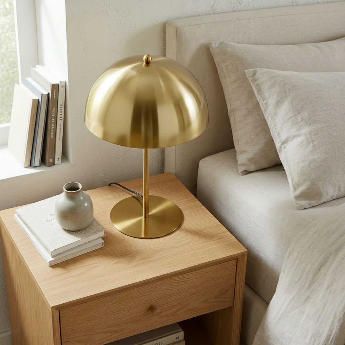 Minimalist Table Lamp Dimmable Table Lamp Fast Delivery Small Bedside Lamps For Night Stands, Living Room, Office,Study Room, Tundra Table Lamp - Gold Outer - White Inner 110-120V