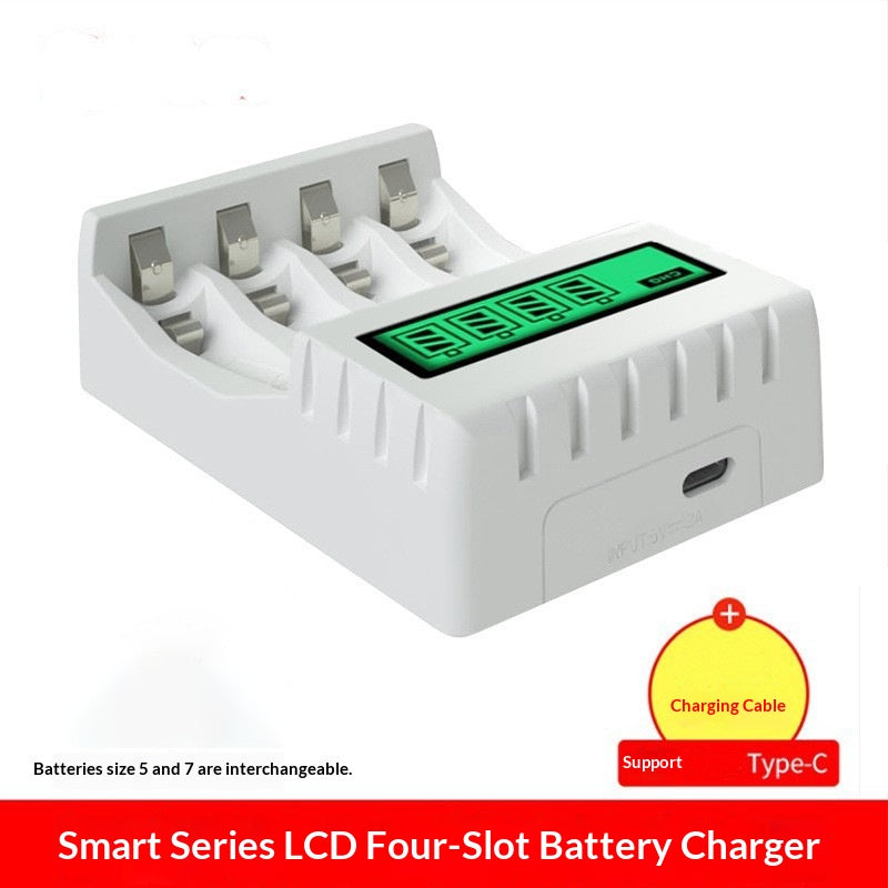 USB Smart 4-slot Charger For AA And AAA Batteries