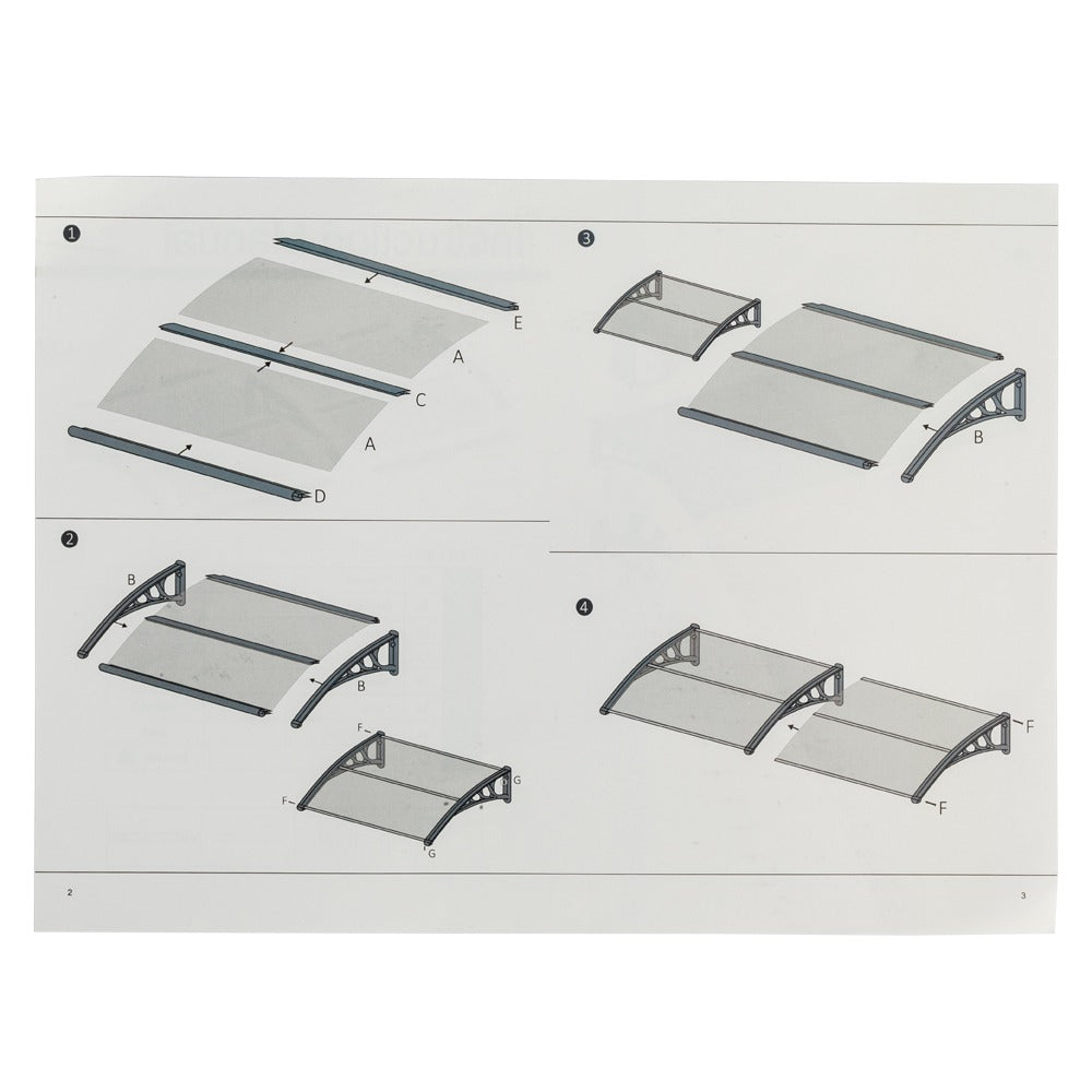 80x38in Door Window Awning With Brown Polycarbonate Panel & Black Bracket, Outdoor Rain Snow Sun Shade Cover, Durable 10-Year Lifespan, Easy Install